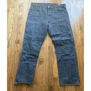 Levi's 501 Jeans Mens 38x32 (fits 36x30) Black Button Fly White Oak Cone Denim